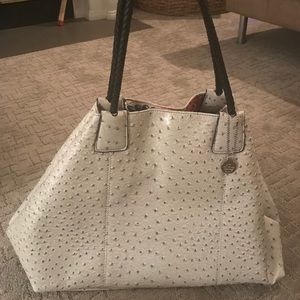 BIG Buddha tote (shiny gray ostrich look)